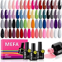 Mefa 35 Pcs Gel Nail Polish Set 32 Colors All Seasons Collection Gel Nail Polish Kit With Base Coat No Wipe Glossymatte Top Co