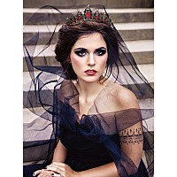 Queen Crown For Women Cieher Gothic Baroque Red And Black Crowns For Women Girls Vintage Queen Tiara Luxury Rhinestone Wedding C