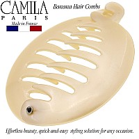 Camila Paris Cp3014 3.255 Inch French Banana Clip Hair Comb Nude Round Girls Ponytail Holder Interlocking Banana Combs For Volume Thick Hair. Fashion Styling Hair Accessories For Women Made In France