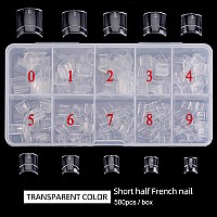 Square Nail Tips Half Cover 500Pcs Clear Acrylic Nails French Short False Nails With Box