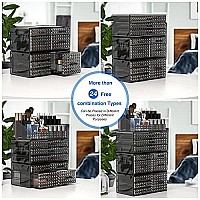 Awenia 4 Pack Stackable Makeup OrganizerUpgraded],Acrylic cosmetics Storage Large capacity with 11 Drawers For Brush Holder,Perfume or Jewelry Display,Plus Size Ship from USA(gray)