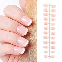 120 Pcs Short Press On Nails French False Nails Natural Solid Color Full Cover Fake Nails Artificial Acrylic Nails For Diy Nail