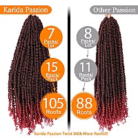 Karida Passion Twist Hair 24 Inch 7 Packs Passion Twist Crochet Hair Pre Looped Pre Twisted Passion Twist Curly Crochet Hair F