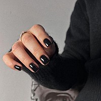 Black Press On Nails Short Square Natural Short Gel Nails Glue On Fall Colors 2024 Trendy Acrylic Nails Press Ons Featured Prot