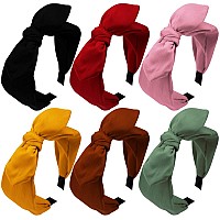 Jaciya 6 Pieces Knotted Bow Headbands For Women Turban Headbands For Women Wide Headbands For Women Knot Headband 6 Colors Cinti