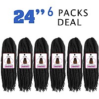 Ayana Marley Hair 6 Packs Marley Twist Braiding Hair Marley Braiding Hair For Faux Locs Crochet Hair 24 Inch Long Afro Synthetic