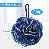 Vanzavanzu Bath Loofah Large 80G Shower Sponge Body Scrubber Mesh Pouf For Men And Women Set Of 4 Navy Blue