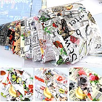 Graffiti Nail Art Foil Transfer Stickers Nail Art Supplies Holographic Retro Newspaper English Letter Flower Butterfly Cool Nail