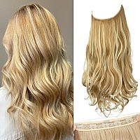 Sarla Invisible Wire Hair Extensions With 3 Clips Short Synthetic Wavy Curly Hairpiece Adjustable Transparent Headband For Women