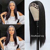 Angels Beauty Straight Headband Wig For Women Black 22 Inch Long Straight Headband Wig Premium Synthetic Headband Wig Natural Gl