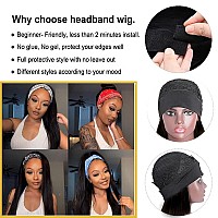 Angels Beauty Straight Headband Wig For Women Black 22 Inch Long Straight Headband Wig Premium Synthetic Headband Wig Natural Gl