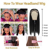 Angels Beauty Straight Headband Wig For Women Black 22 Inch Long Straight Headband Wig Premium Synthetic Headband Wig Natural Gl