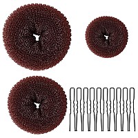 Donut Hair Bun Maker,TsMADDTs 3pcs Ring Style Bun Maker with Large Bobby Pins 20pcs,Doughnuts Sock Bun Maker Set,Dark Brown