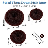 Donut Hair Bun Maker,TsMADDTs 3pcs Ring Style Bun Maker with Large Bobby Pins 20pcs,Doughnuts Sock Bun Maker Set,Dark Brown