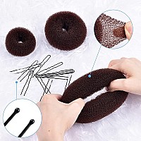 Donut Hair Bun Maker,TsMADDTs 3pcs Ring Style Bun Maker with Large Bobby Pins 20pcs,Doughnuts Sock Bun Maker Set,Dark Brown