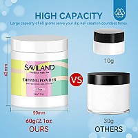 Saviland Clear Dip Powder 21 Oz Dipping Powder Clear Nails Dip Powder Set For French Nail Art Starter Manicure Strengthen Na