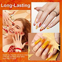 Mefa 6 Colors Fall Gel Nail Polish Set Autumn Shades Orange Red Brown Glitter Yellow Soak Off Gel Polish Pumpkin Maple Leaves T