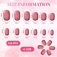 Honoson 720 Pieces Short False Nails Medium Square Artificial Fake Nails Full Cover Fingernails Coffin Press On Nails Glossy Fal