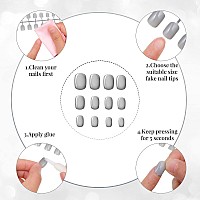 Honoson 720 Pieces Short False Nails Medium Square Artificial Fake Nails Full Cover Fingernails Coffin Press On Nails Glossy Fal