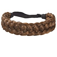 TOECWEGR 5 Strands Synthetic Hair Braided Headband Hairpiece Classic Chunky Wide Plaited Braids ElasticMulti-Color Headband Ladies Beauty Headwear