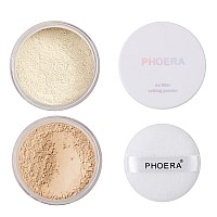 2 Pcs Phoera Setting Powder Control Oil Brighten Skin Color Cover Blemish Face Setting Loose Powder 01 Translucent 02 Coo