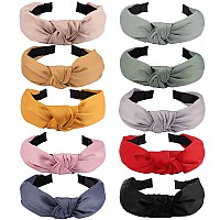 Ondder Knotted Headbands Pack Assorted Top Knot Headbands Cute Solid Color Hair Turbands For Women Ladies Girls