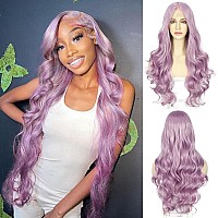 Sapphirewigs Purple Lace Front Wigs Long Loose Body Wave Wig Glueless Natural Wave Transparent Lace Wig For Women Synthetic Heat