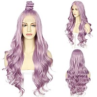 Sapphirewigs Purple Lace Front Wigs Long Loose Body Wave Wig Glueless Natural Wave Transparent Lace Wig For Women Synthetic Heat