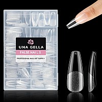 Una Gella Long Coffin Fake Nails Long 504Pcs Preshape Coffin Gel Nail Tips Coffin Nails Tips Clear Long Coffin Tips Coffin Pres