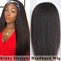 Szphoxer Kinky Straight Headband Wigs For Women Synthetic Headband Wig Long Yaki Straight Hair Wigs With Headband Attached 24 In