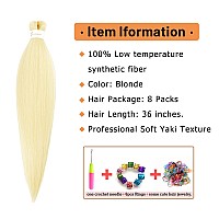 Ubeleco 36 Inch Braiding Hair Pre Stretched8 Packs Kanekalon Braiding Hair Soft Yaki Textureno Itch Hot Water Setting Hair Ex