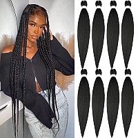 Pre Stretched Braiding Hair 36 Inch 8 Packs Long Braiding Hair Yaki Texture Hair Extensions Hot Water Setting Professional Synth