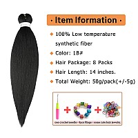 Pre Stretched Braiding Hair14 Inch 8 Packs Short Braiding Hairno Itch Hot Water Setting Natural Black Professional Synthetic