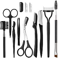 KINGMAS Eyebrow Razor, 9 in 1 Eyebrow Kit, Face Razors Facial Trimmer Shaver, Eyelash Comb, Angled Eyebrow Brush, Grooming Scissors, Tweezers for Women