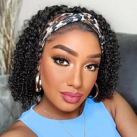 Aisi Queens Headband Wig Human Hair For Black Women Jerry Curly Wigs Easy Wear Glueless Human Hair None Lace Front Wig Short Cur