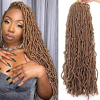 Leeven 24 Inch Distressed Faux Locs Crochet Braids 6 Packs New Soft Locs Strawberry Blonde Long Messy Goddess Locs Pre Looped Cu