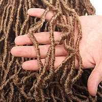 Leeven 24 Inch Distressed Faux Locs Crochet Braids 6 Packs New Soft Locs Strawberry Blonde Long Messy Goddess Locs Pre Looped Cu