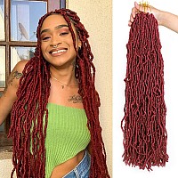 Leeven 24 Inch Soft Locs 6 Packs Burgundy Distressed Faux Locs Crochet Braids Hair Red Natural Butterfly Locs Pre Looped Messy G