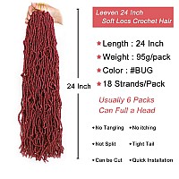 Leeven 24 Inch Soft Locs 6 Packs Burgundy Distressed Faux Locs Crochet Braids Hair Red Natural Butterfly Locs Pre Looped Messy G