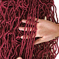 Leeven 24 Inch Soft Locs 6 Packs Burgundy Distressed Faux Locs Crochet Braids Hair Red Natural Butterfly Locs Pre Looped Messy G