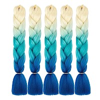 Aidusa Color Braiding Hair Beige To Blue 5Pcs Synthetic Afro Braiding Hair Extensions 24 Inch 3 Tones For Women Twist Crochet Br