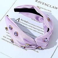 Fedans Knotted Jeweled Headband Purple Heart Embellished Headband Fashion Lavender Hairband Ladies Sparkly Accessories For Women