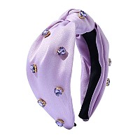 Fedans Knotted Jeweled Headband Purple Heart Embellished Headband Fashion Lavender Hairband Ladies Sparkly Accessories For Women