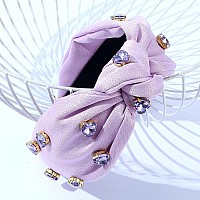 Fedans Knotted Jeweled Headband Purple Heart Embellished Headband Fashion Lavender Hairband Ladies Sparkly Accessories For Women