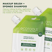 EcoTools Makeup Brush and Blending Sponge Shampoo, Removes Dirt, Makeup & Impurities From Brushes & Sponges, Travel Sized, Perfect For On The Go, Hypoallergenic, 3.4 fl.oz/ 100.6 ml Sachet, 2 Count