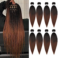 Prestretched Braiding Hair Extension Ombre Natural Black To Brown Crochet Braiding Hair 20 Inch 8 Packs Hot Water Setting Profe