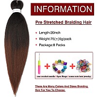 Prestretched Braiding Hair Extension Ombre Natural Black To Brown Crochet Braiding Hair 20 Inch 8 Packs Hot Water Setting Profe