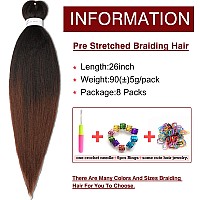 Prestretched Braiding Hair Extension Ombre Natural Black To Brown Professional Braiding Hair 26 Inch 8 Packs Hot Water Setting