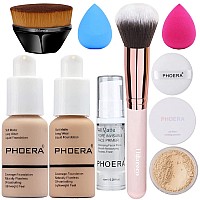 PHOERA Foundation, Full Coverage Foundation, PHOERA Primer, PHOERA Powder, PHOERA Makeup Set, Kabuki Makeup Brushes Foundation Brush Powder Brush,2 Pcs Makeup Sponge(2 PCS 103- Warm peach)