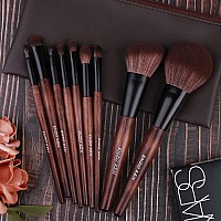 Natural Sable Hair Bamboo Makeup Brush Set Professional with Case by Luxury ENZO KEN, Brown Eye Eyeshadow Brush Set, Contour and Blush Brush Sets, Travel Cosmetic Brushes Set with Bag, Blending Complete Brushes & Kits